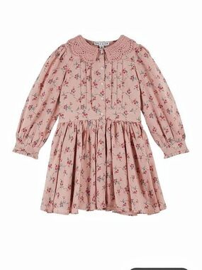 Emile et Ida Rosemary Crochet Collar Dress Pink